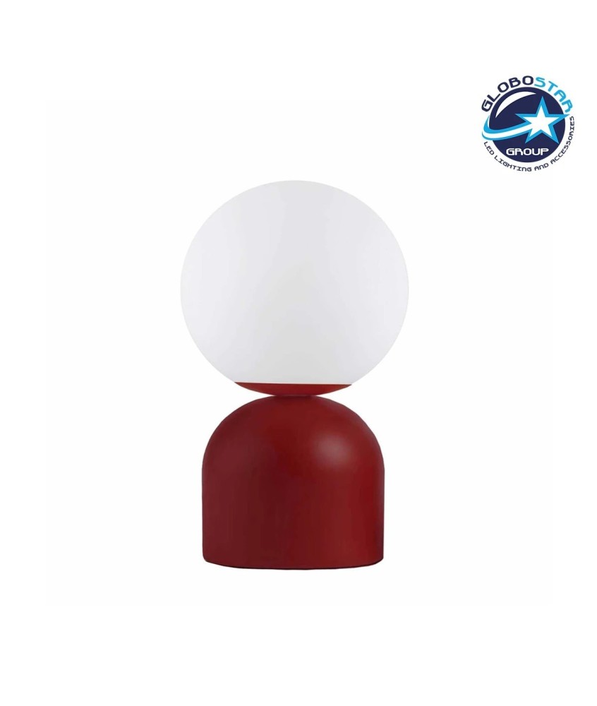 GLOBOSTAR® MAGIC 204-0135 Μοντέρνο Επιτραπέζιο Φωτιστικό Πορτατίφ με Ντουί 1 x E14 AC 220-240V IP20 - Κόκκινο & Λευκό - Μ13 x Π13 x Υ28cm